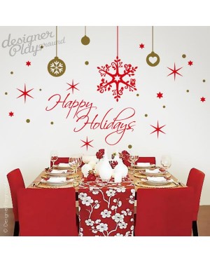 Happy Holidays Snow Flakes wall decal