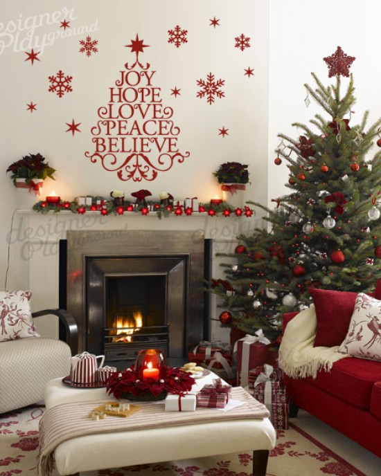 Christmas Tree Large Wall Art Decal Vinyl Sticker Enjoy Love Peace Believe 