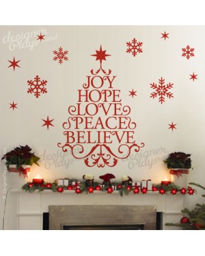 Joy Hope Love Peace Believe Christmas Tree