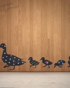 Duck & Duckling Silhouette