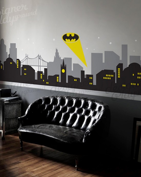 Spiderman and Batman Gotham city Avengers bedroom wall decal wall sticker super