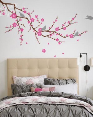 Cherry Blossom Branch with Birds