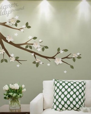 Magnolia Branch with 3D Flowers & Leaves